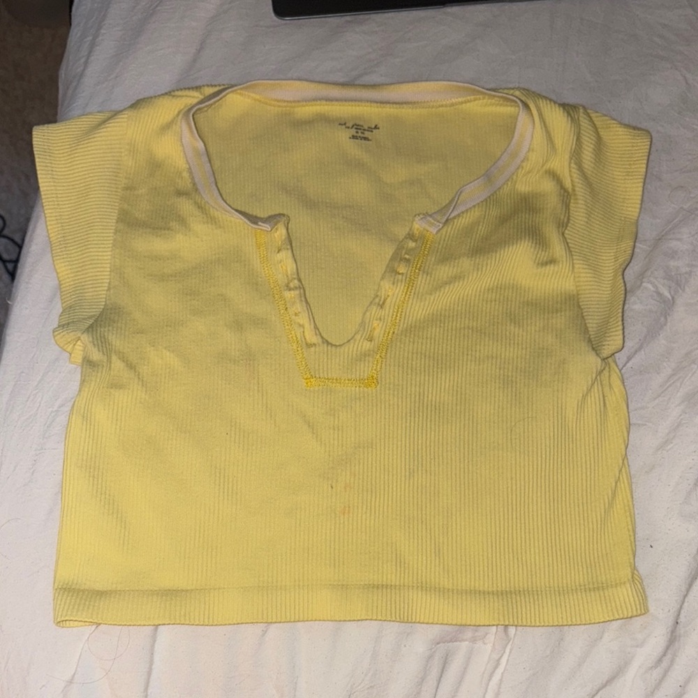 Yellow Ribbed Women's Top